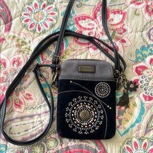 Chala Black and Gray Crossbody Bag with Mandala Design